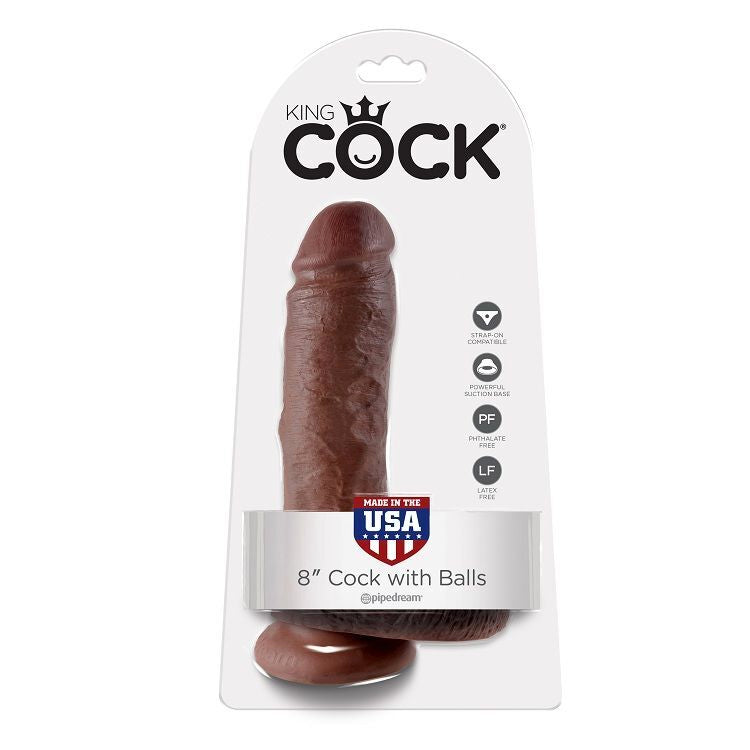 King Cock — 8 pouces marron avec boules 20,3 cm — image 2