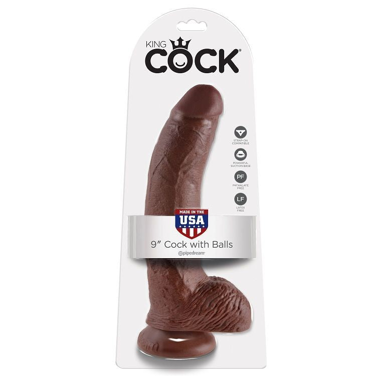 King Cock — 9 pouces marron avec boules 22,9 cm — image 2