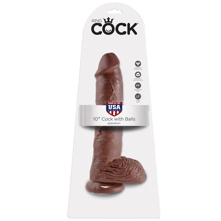 King Cock — 10 pouces marron avec boules 25,4 cm — image 2