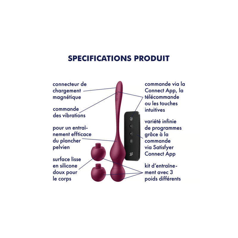 Satisfyer Love Birds Vary – Boules de geisha vibrantes connectées, 3 poids – photo 3