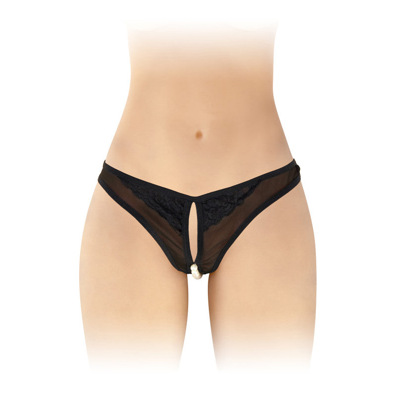 Fashion Secret Sophie – String ouvert en fine résille, perles nacrées – photo 1