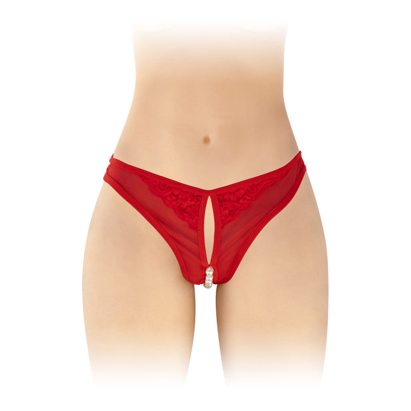 Fashion Secret Sophie – String ouvert en fine résille, perles nacrées – photo 4