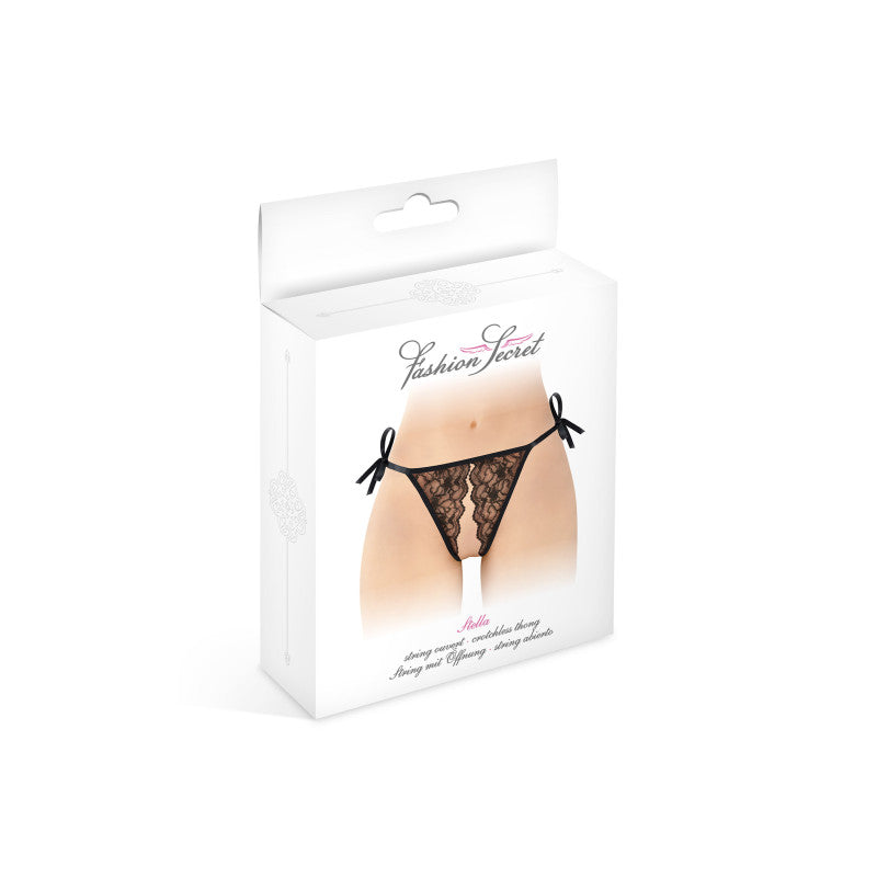 Fashion Secret Stella – String ouvert, dentelle florale, rubans satinés – photo 3