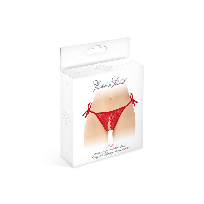 Fashion Secret Stella – String ouvert, dentelle florale, rubans satinés – photo 6