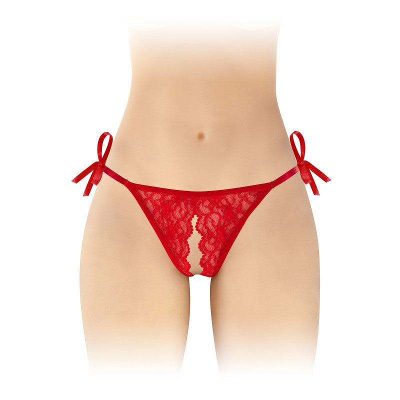 Fashion Secret Stella – String ouvert, dentelle florale, rubans satinés – photo 4