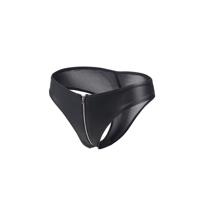 Paris Hollywood – Tanga à zip effet cuir et tulle transparent – photo 3