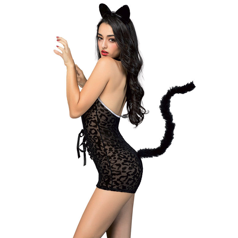 Paris Hollywood Féline – Déguisement sexy combishort wetlook et plumes – photo 2